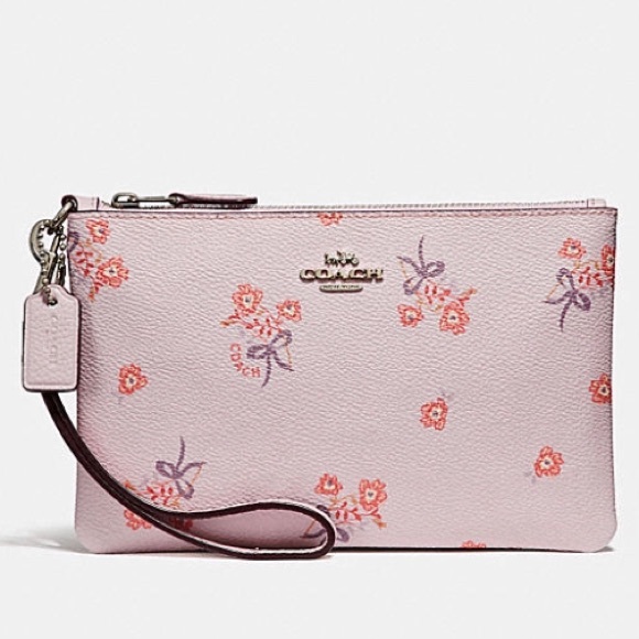 Coach NWT Pink Floral Bow Print Wristlet - Picture 2 of 4